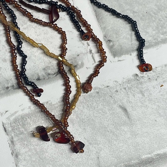 Vintage multi-strand seed bead wrap necklace. Brown tan orange. 46” Tie-no clasp - Picture 4 of 6